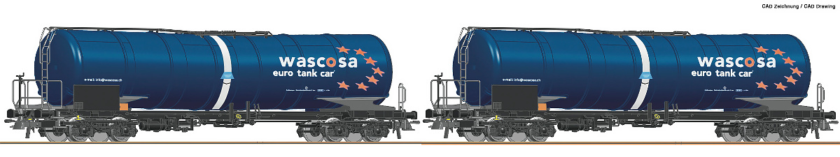 Modelová železnice - H0 2ks Cisternový vůz Zacns, WASCOSA, Ep.VI