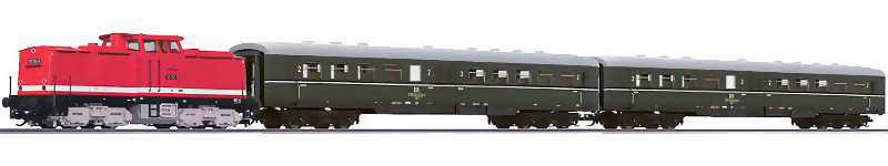 Modelová železnice - TT Analogový set  - vlak s lokomotivou BR110 DR s kolejemi