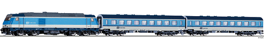 TT Analogový set - vlak s lokomotivou TRAXX ČD s kolejemi s podložím