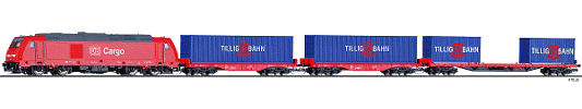 TT Analogový set - vlak s lokomotivou TRAXX DB Cargo s kolejemi s podložím