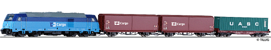 TT Analogový set - vlak s lokomotivou TRAXX ČD Cargo s kolejemi s podložím