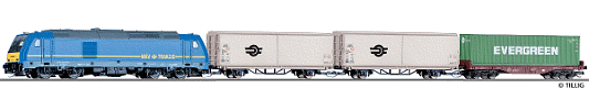 TT Analogový set - vlak s lokomotivou TRAXX MAV s kolejemi s podložím