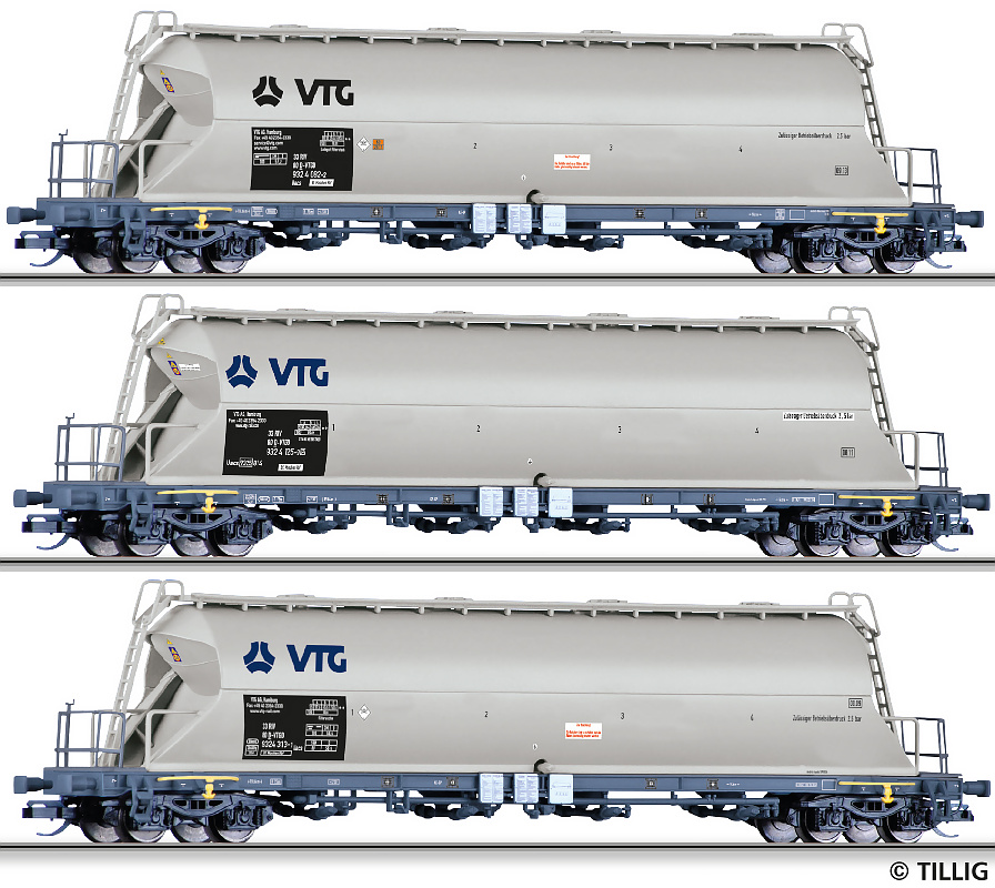 Modelová železnice - TT 3ks Vůz na prach, VTG, Ep.VI