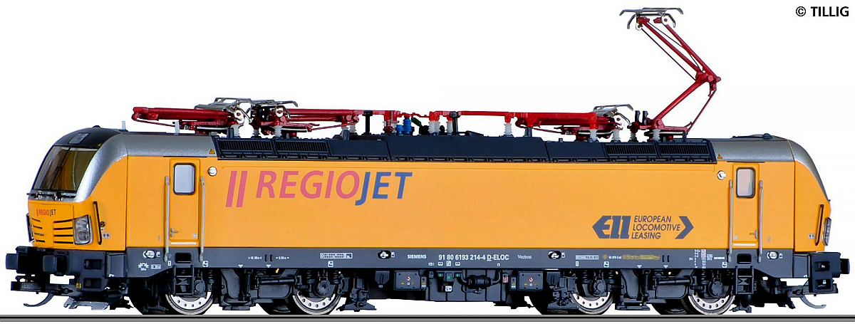 Modelová železnice - TT Elektrická lokomotiva 193 Vectron, RegioJet, Ep.VI