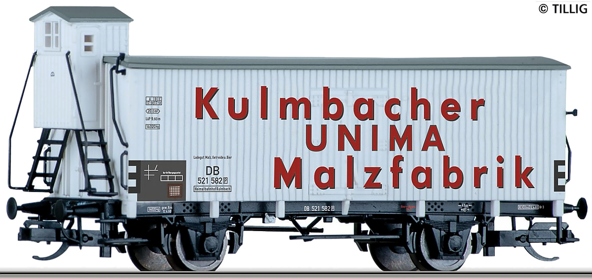 Modelová železnice - TT Chladící vůz "UNIMA-Malzfabrik Kulmbach", DB, Ep.III