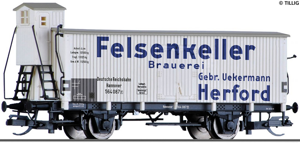 Modelová železnice - TT Chladící vůz "Felsenkeller Brauerei Herford", DRG, Ep.II
