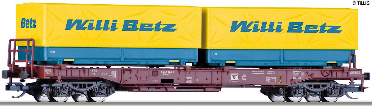 Modelová železnice - TT Kontejnerový vůz Sdkms707 "Willi Betz", DB, Ep.IV