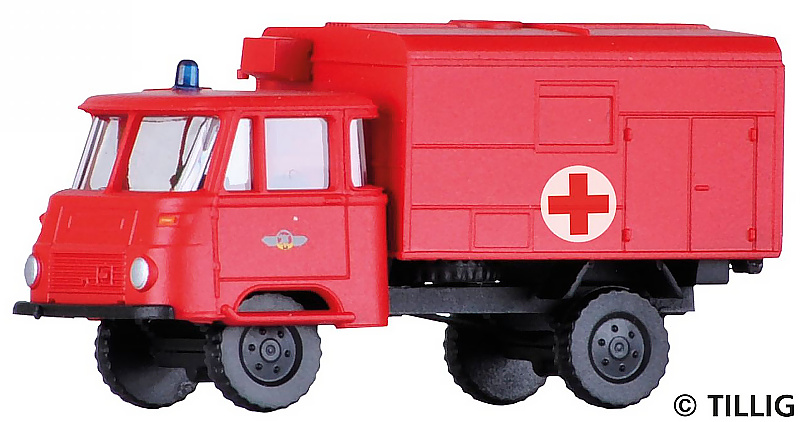 Modelová železnice - TT Nákladní automobil Robur LO1801 "Krankentransportwagen"
