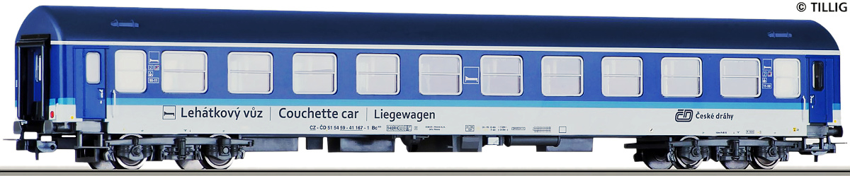 Modelová železnice - H0 Lehátkový vůz Y/B70 2.tř., ČD, Ep.VI