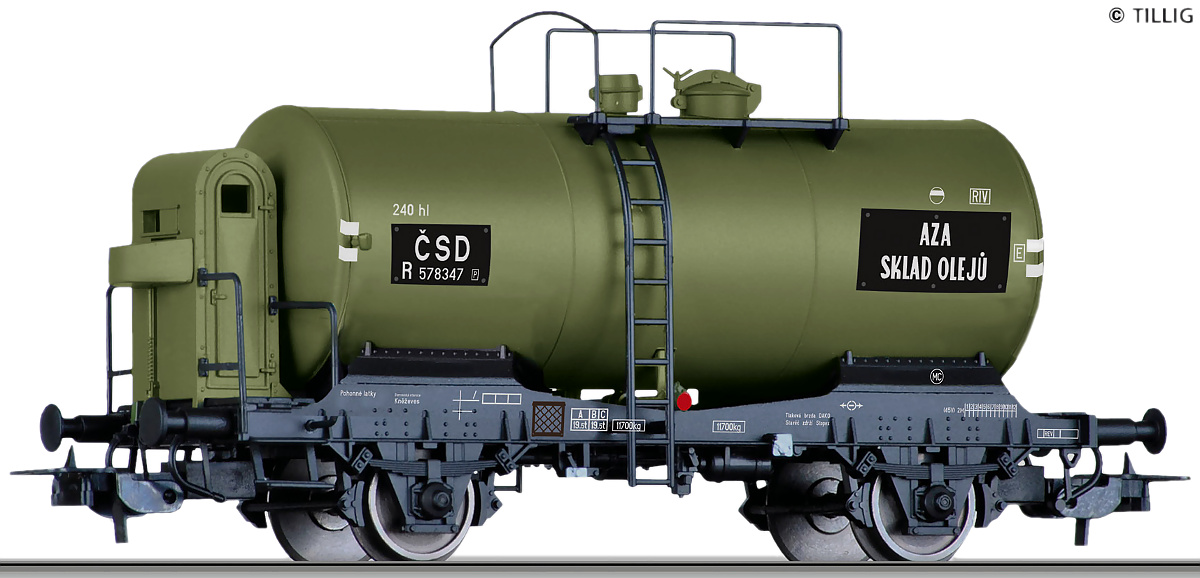 Modelová železnice - H0 Cisternový vůz R "AZA SKLAD OLEJU", ČSD, Ep.III