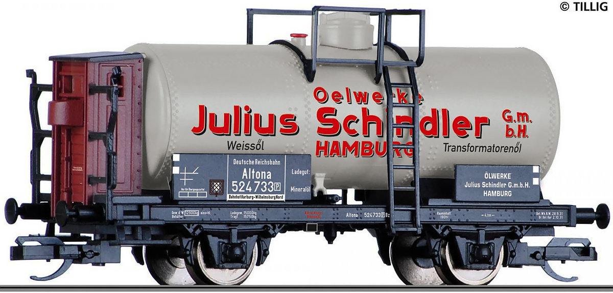 Modelová železnice - TT Cisternový vůz "Ölwerke Julius Schindler", DRG, Ep.II