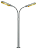 H0 Lampa pouliční 2 světla 100mm LED žlutá